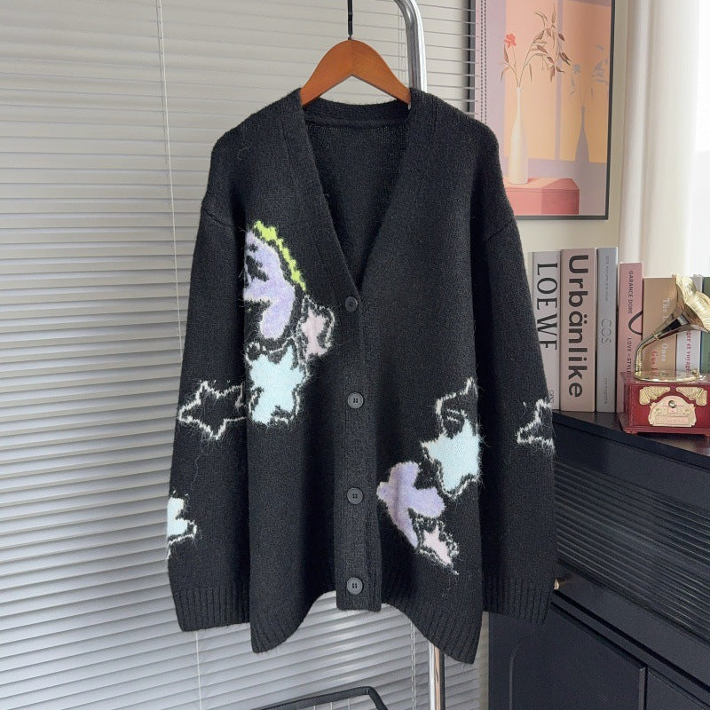 Jacquard V-neck sweater