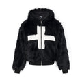 Men's Trendy Cross Patch Embroidery Faux Fur Hooded Cotton Padded Jacket