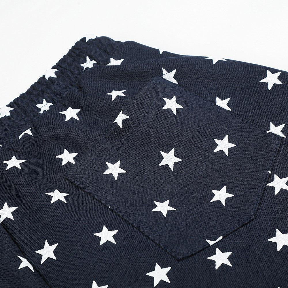 Men's Hip Hop Loose Wide-Leg Pants All-Over Star Letter Print Casual Sport Trousers