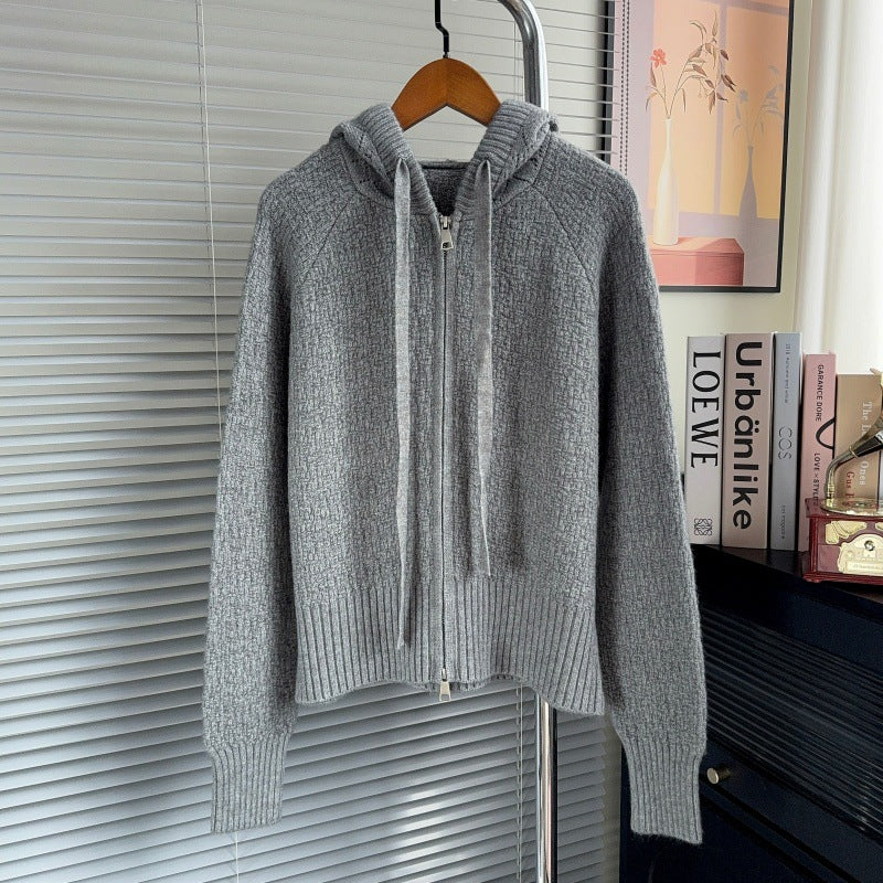 Hooded short sweater