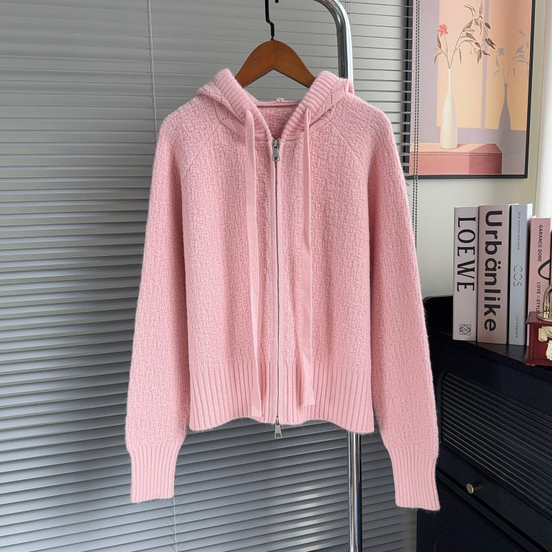 Hooded short sweater