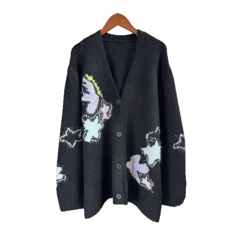 Jacquard V-neck sweater
