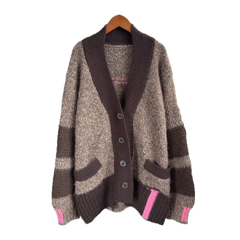 Loose single breasted long sleeved sweater