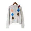 Contrasting diamond patterned sweater