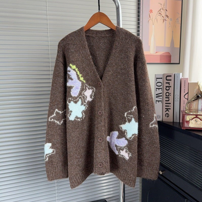 Jacquard V-neck sweater