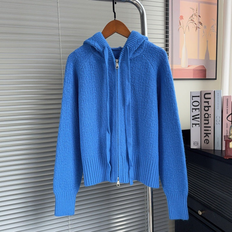 Hooded short sweater