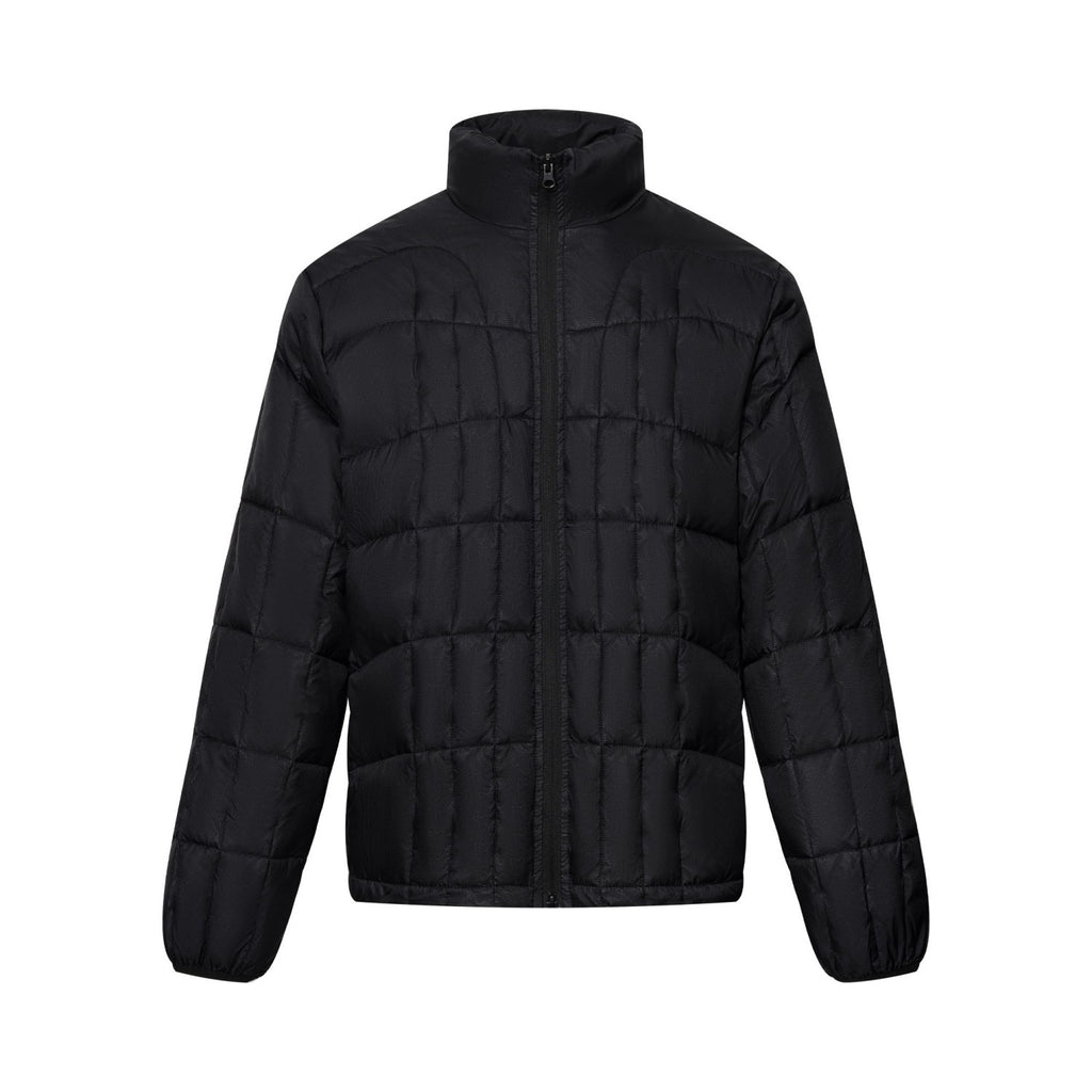 Men's Urban Down Filled Double Zipper Stand Collar Quilted Solid Color Jacket
