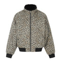 Punk Street Style Reversible Faux Fur Stand Collar Loose Fit Men's Leopard Print Winter Cotton Coat