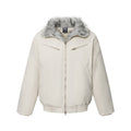 Men's Winter Padded Bomber Jacket with Two-Way Zipper and Faux Fur Collar